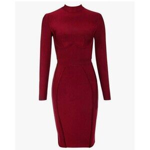 Wine Red Bandage Midi Bodycon Cocktail DressSz Lg III EXCELLENT CONDITION!